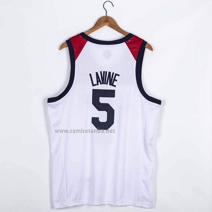 Camiseta USA 2021 Zach LaVine #5 Blanco